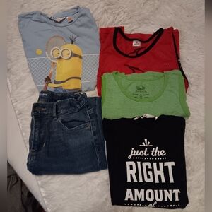 Bundle Boys Clothes Despicable Me Minions Blue Kids T-Shirt, 5 Pieces Size 8/10
